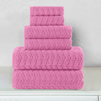 6-Piece Turkish Cotton Braided Towel Set, 2 Washcloths, 2 Hand Towels and 2 Bath Towels