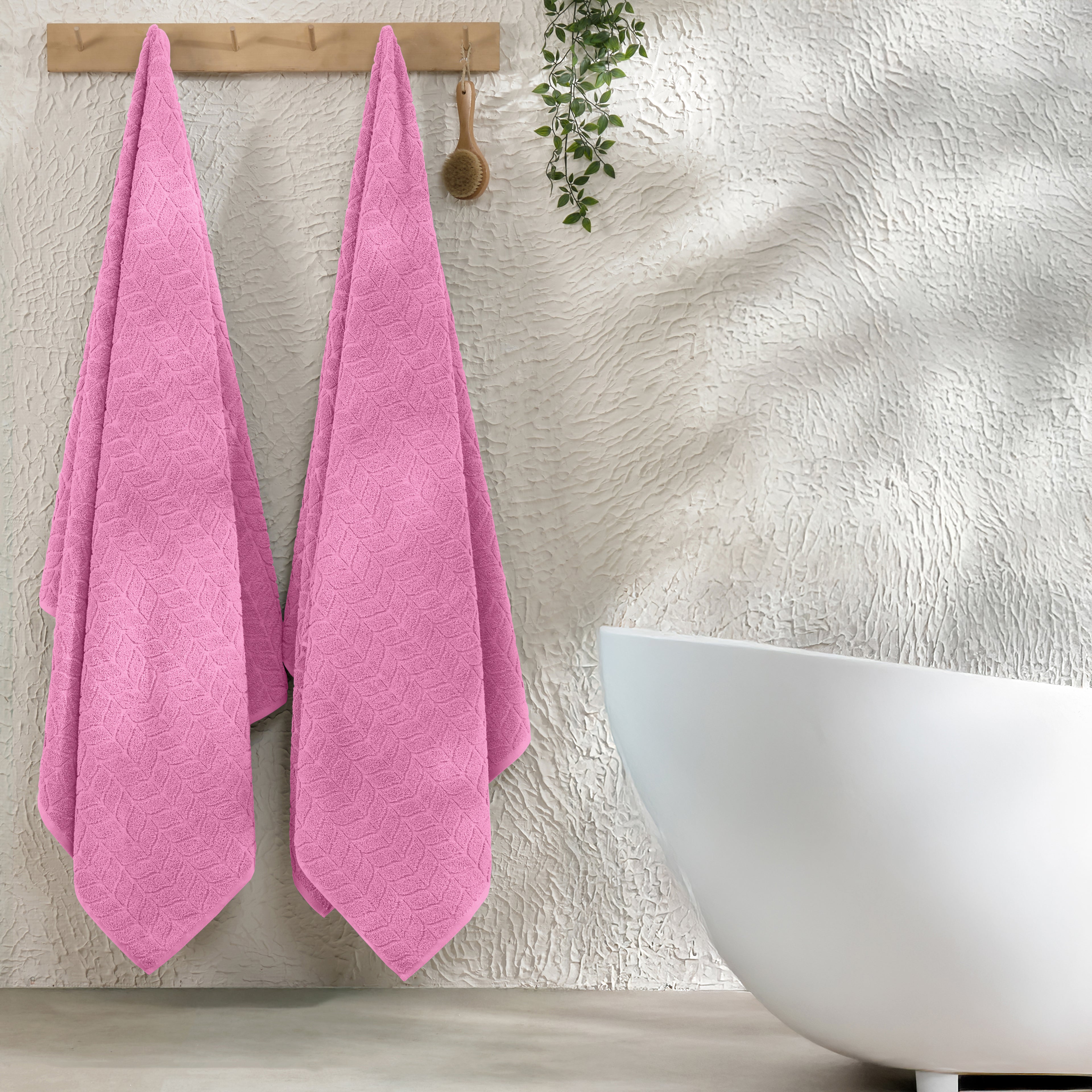 2-Pack Premium Turkish Cotton Braided Bath Towel Set, 27 x 54 inch