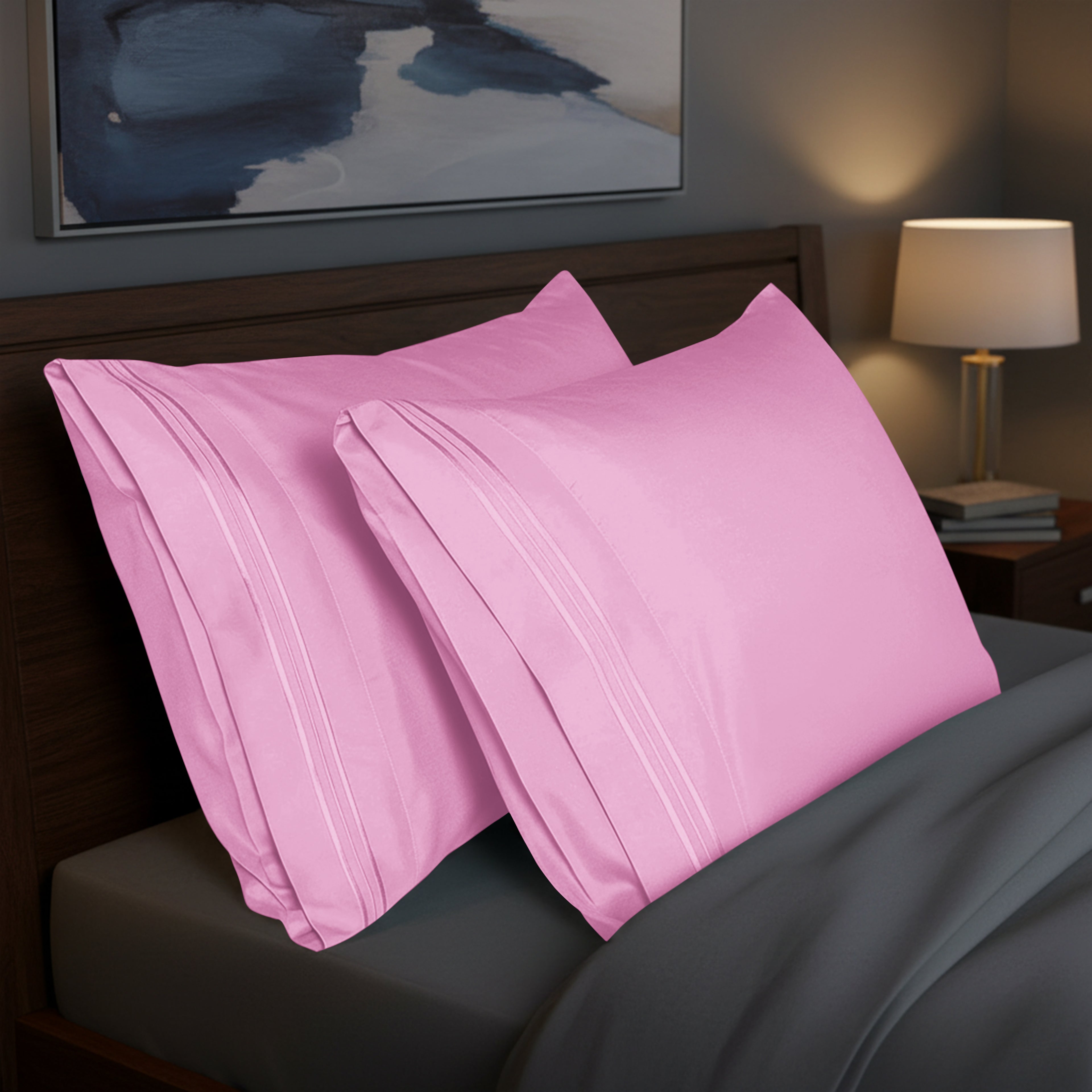 Set of 2 Pillowcases- 3 Line Embroidery