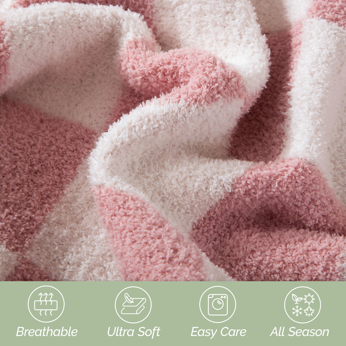 50" x 70"  Ultra Soft Checkered Knitted Throw Blanket