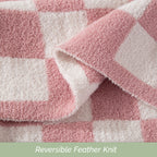 50" x 70"  Ultra Soft Checkered Knitted Throw Blanket