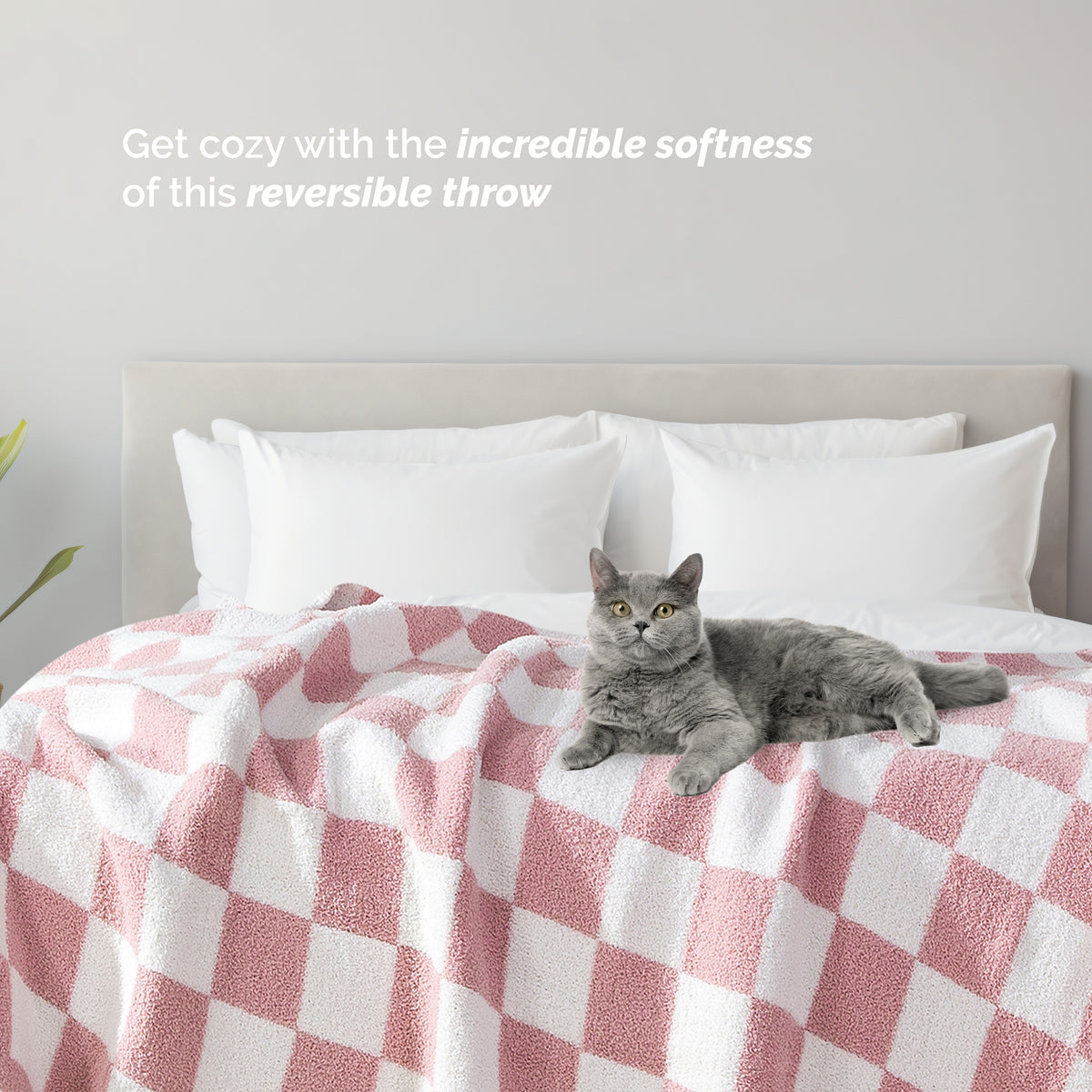50" x 70"  Ultra Soft Checkered Knitted Throw Blanket