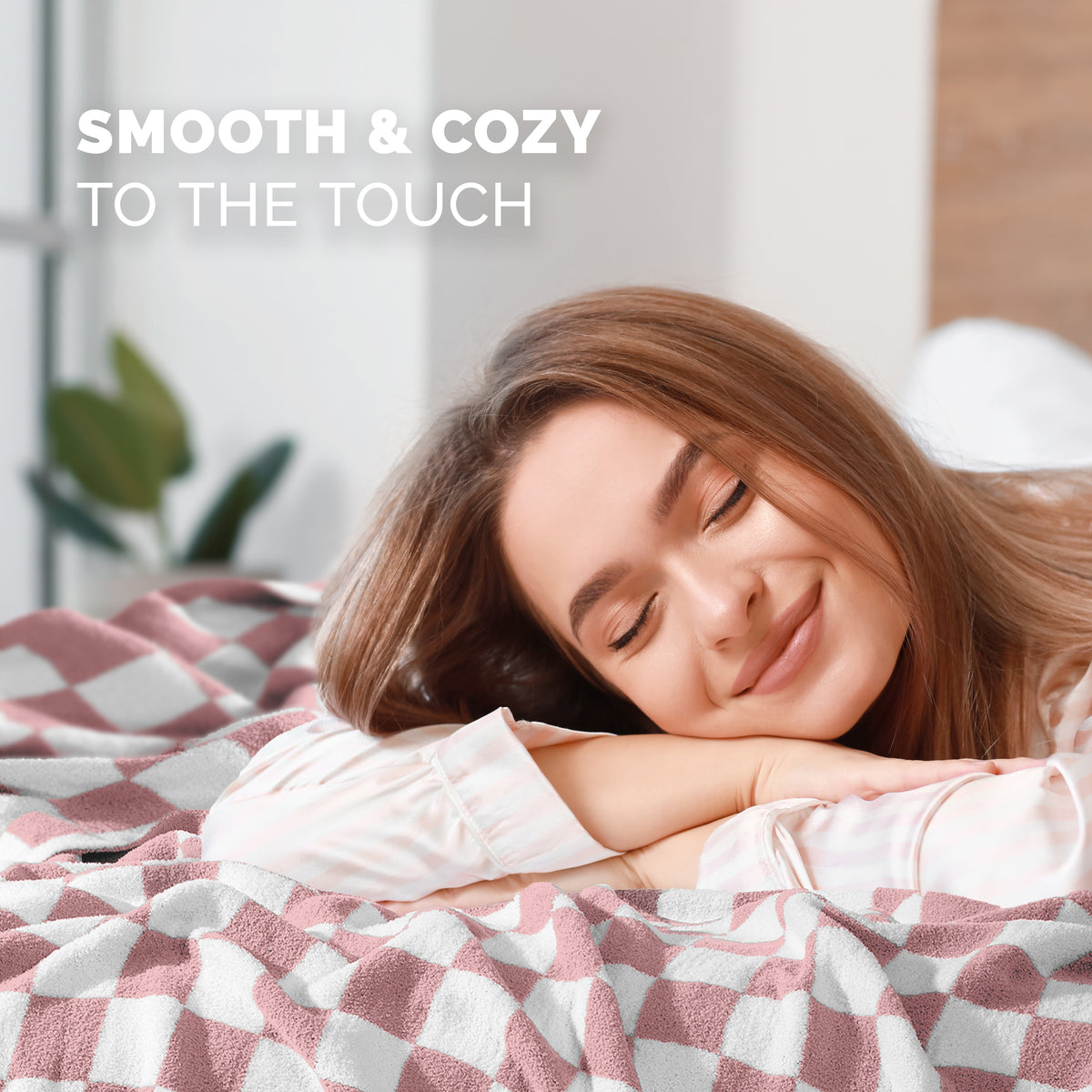 50" x 70"  Ultra Soft Checkered Knitted Throw Blanket