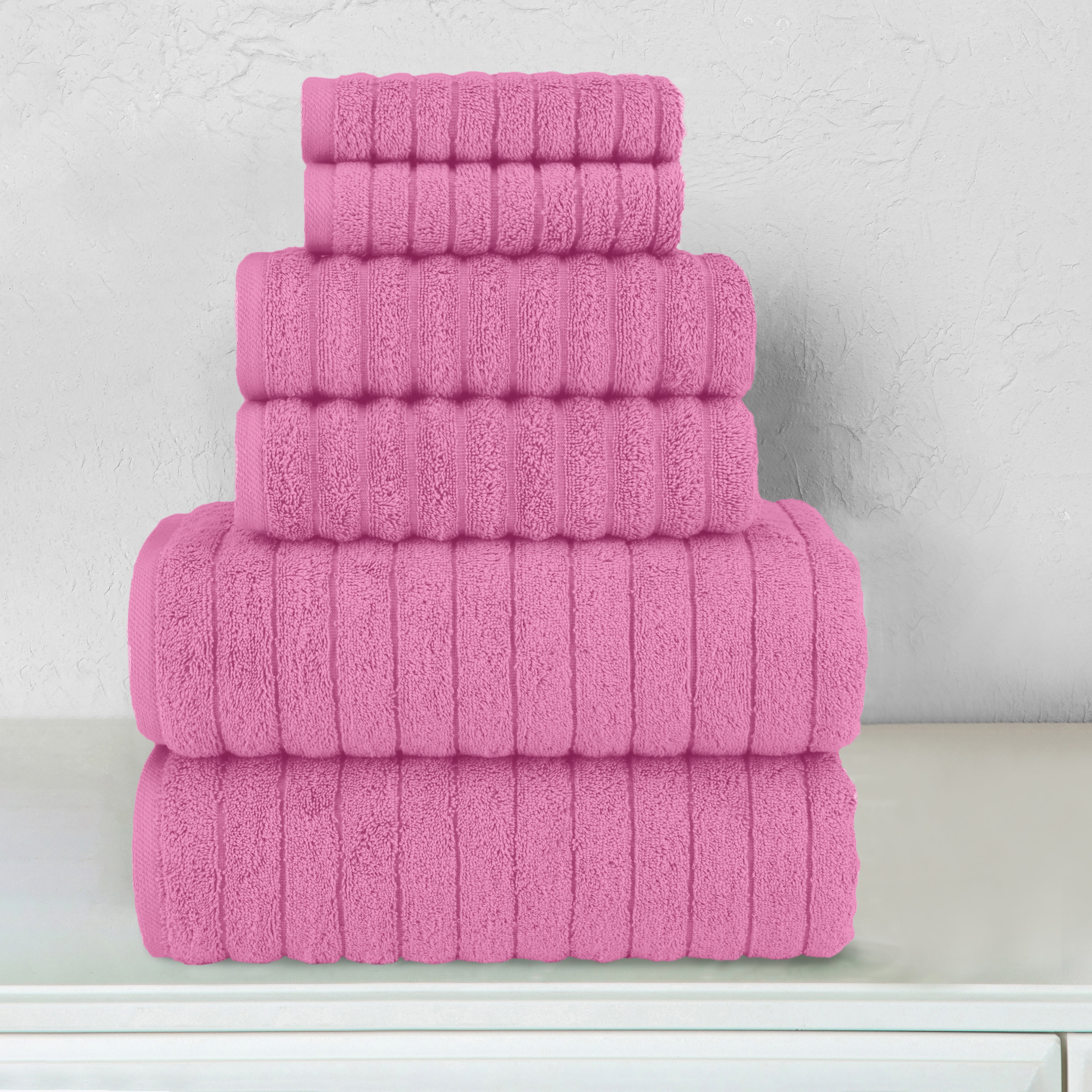 6-Piece Turkish Cotton Corduroy Towel Set, 2 Washcloths, 2 Hand Towels and 2 Bath Towels