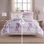 Reversible 10-Piece Marble Print Comforter Set, Includes 6-Piece Sheet Set with Double Sided Storage Pockets