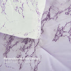 Reversible 10-Piece Marble Print Comforter Set, Includes 6-Piece Sheet Set with Double Sided Storage Pockets