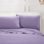 Essential Solid 3 Line Embroidery - Soft as a Hotel Premium Quality, 4-Piece Sheet Set, Bright Shades