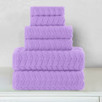 6-Piece Turkish Cotton Braided Towel Set, 2 Washcloths, 2 Hand Towels and 2 Bath Towels