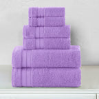 6-Piece Turkish Cotton Three Line Popcorn Towel Set, 2 Washcloths, 2 Hand Towels and 2 Bath Towels