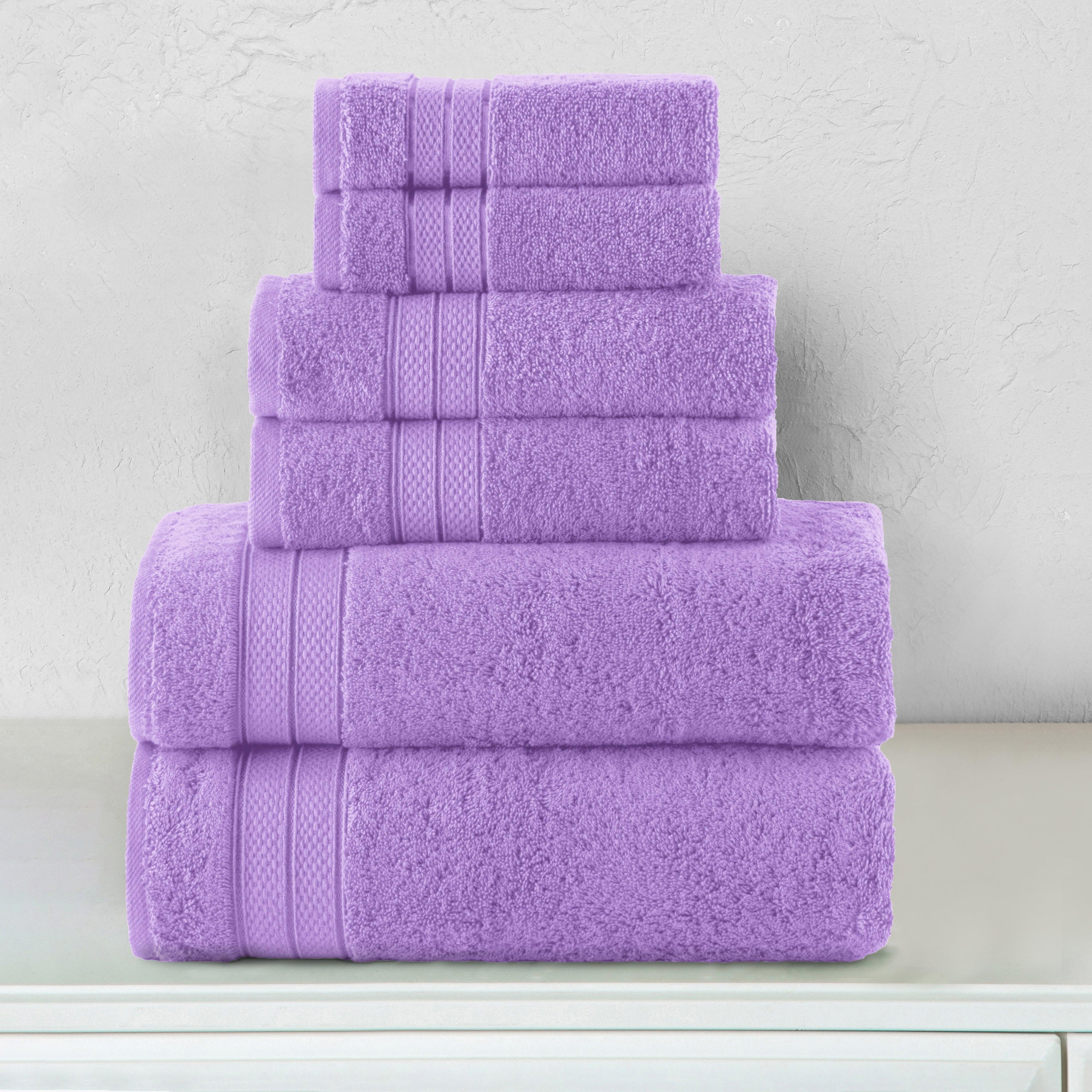 6-Piece Turkish Cotton Three Line Popcorn Towel Set, 2 Washcloths, 2 Hand Towels and 2 Bath Towels