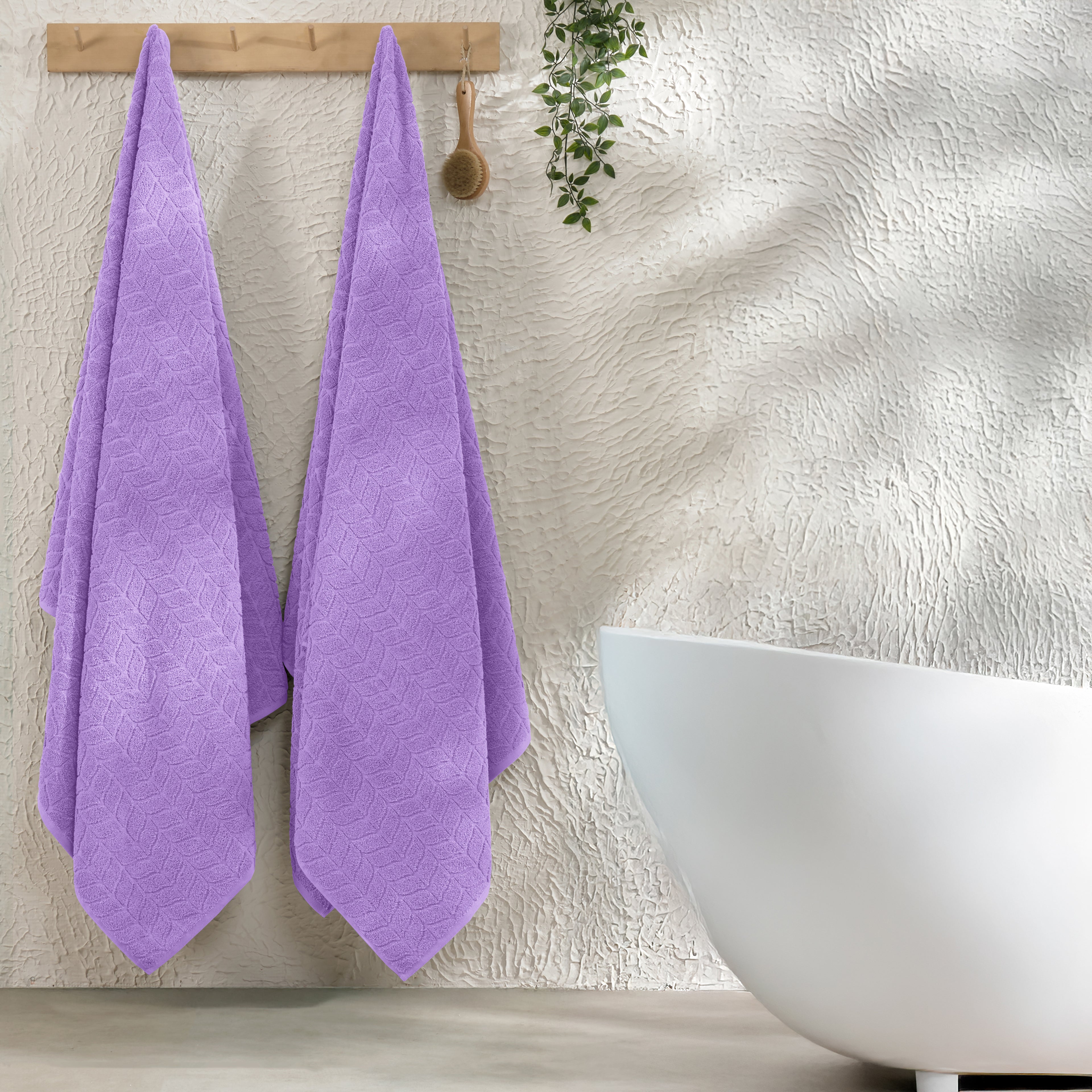 2-Pack Premium Turkish Cotton Braided Bath Towel Set, 27 x 54 inch