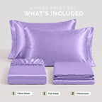 Fine 4-Piece Silky Satin Sheet Set, Bright Shades