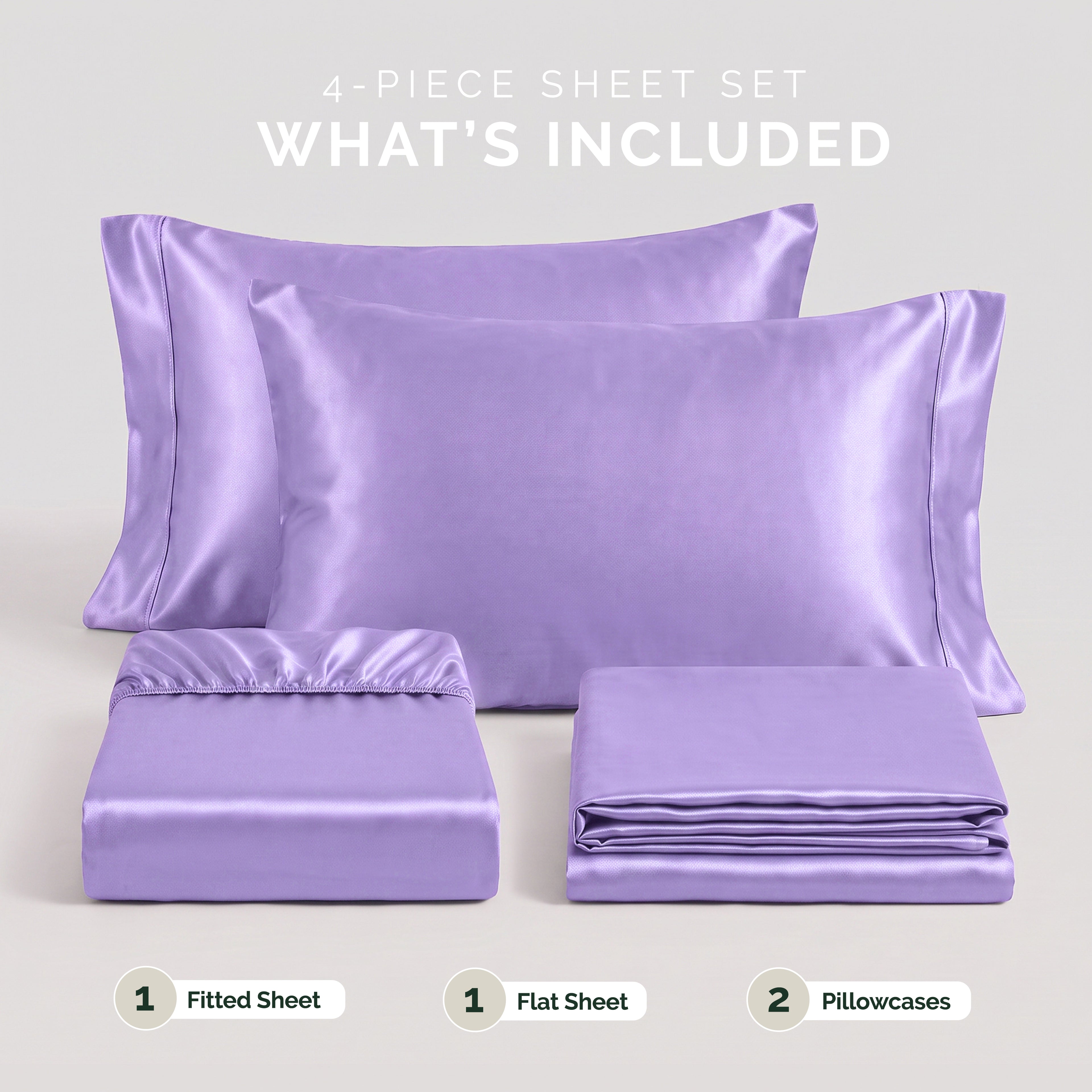 Fine 4-Piece Silky Satin Sheet Set, Bright Shades