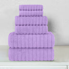 6-Piece Turkish Cotton Corduroy Towel Set, 2 Washcloths, 2 Hand Towels and 2 Bath Towels