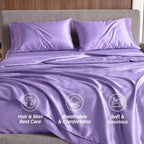 Fine 4-Piece Silky Satin Sheet Set, Bright Shades