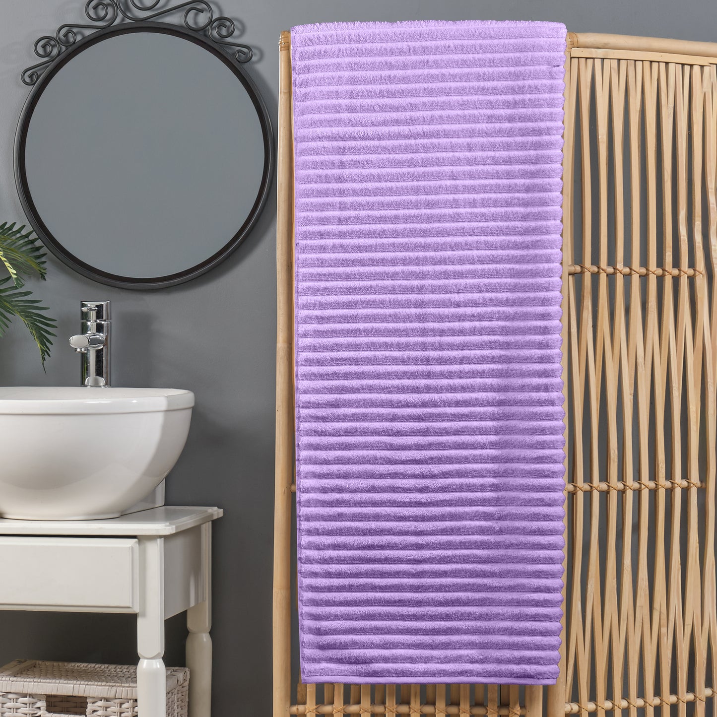 Elegant Comfort 1-Piece Premium Turkish Cotton Corduroy Stripe Oversized Bath Sheet Towel 40 x 80 Inch