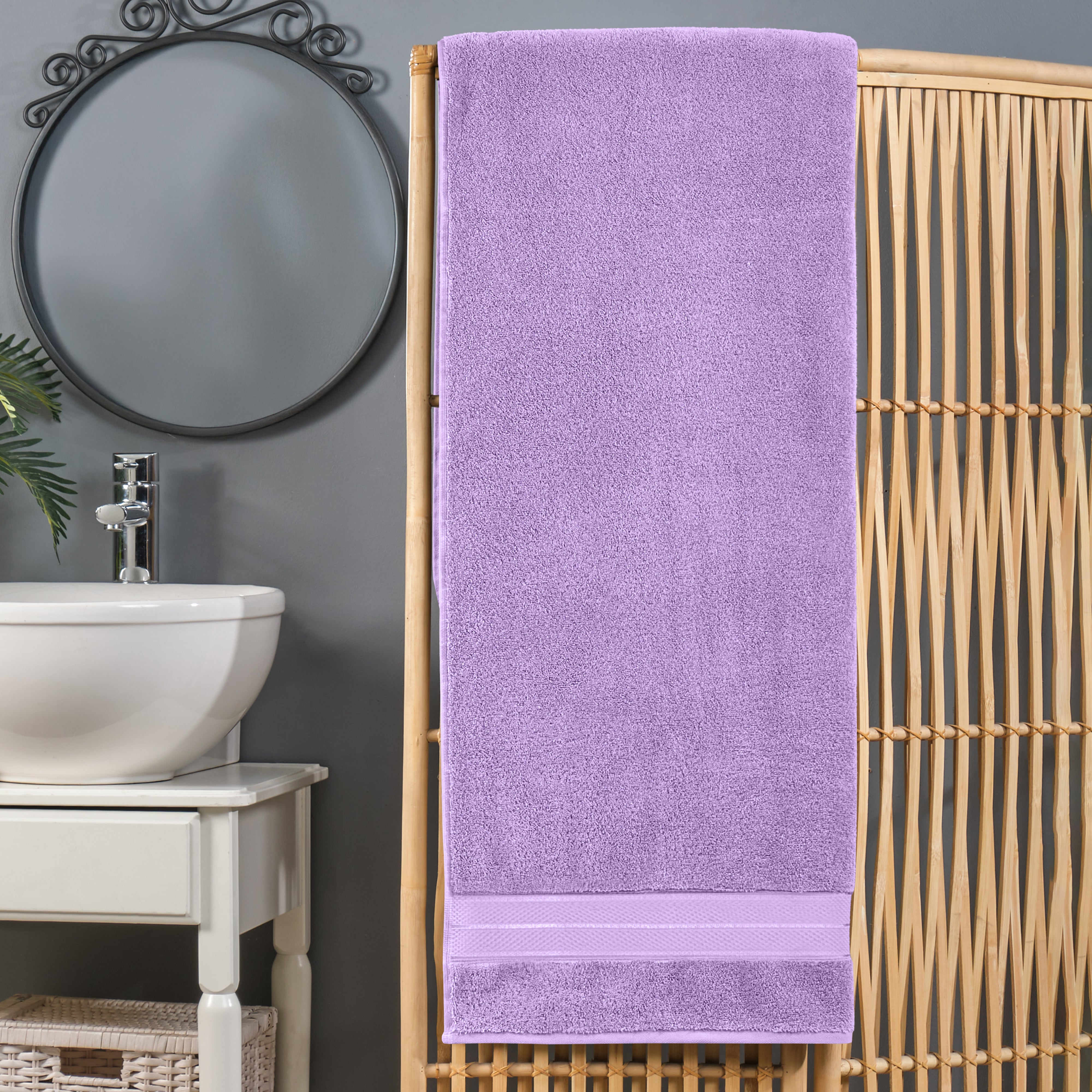 Elegant Comfort Three Line Popcorn Extra Large Luxury Bath Towel - 40" x 80" inch, Premium Hotel Spa Quality 1 Piece Oversized Bath Sheet 100% Turkish Cotton Super Soft Highly Absorbent, Purple - Thumbnail 2