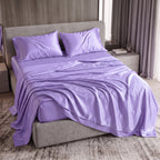 Fine 4-Piece Silky Satin Sheet Set, Bright Shades
