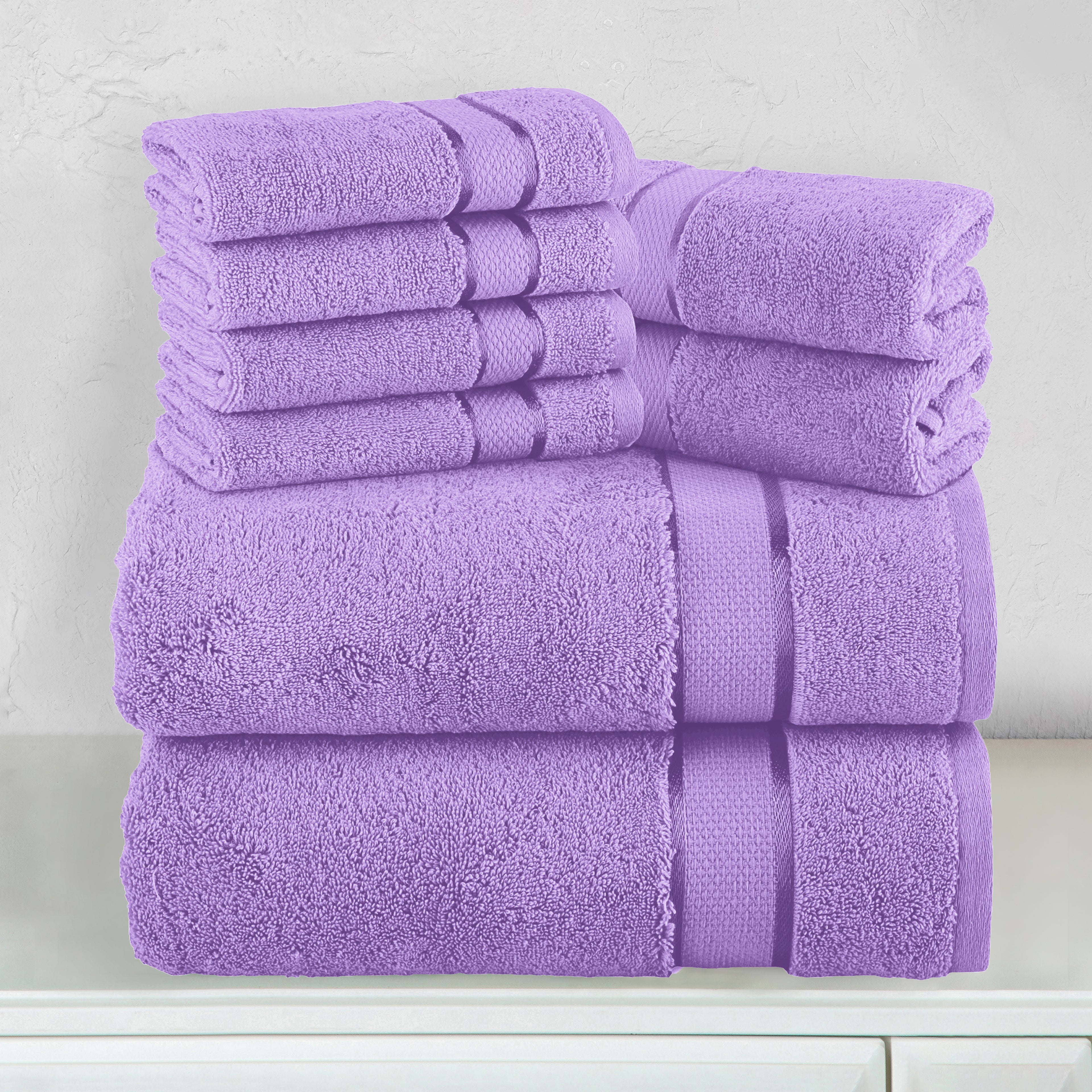 8-Piece Turkish Cotton Towel Set, 4 Washcloths, 2 Hand Towels and 2 Bath Towels