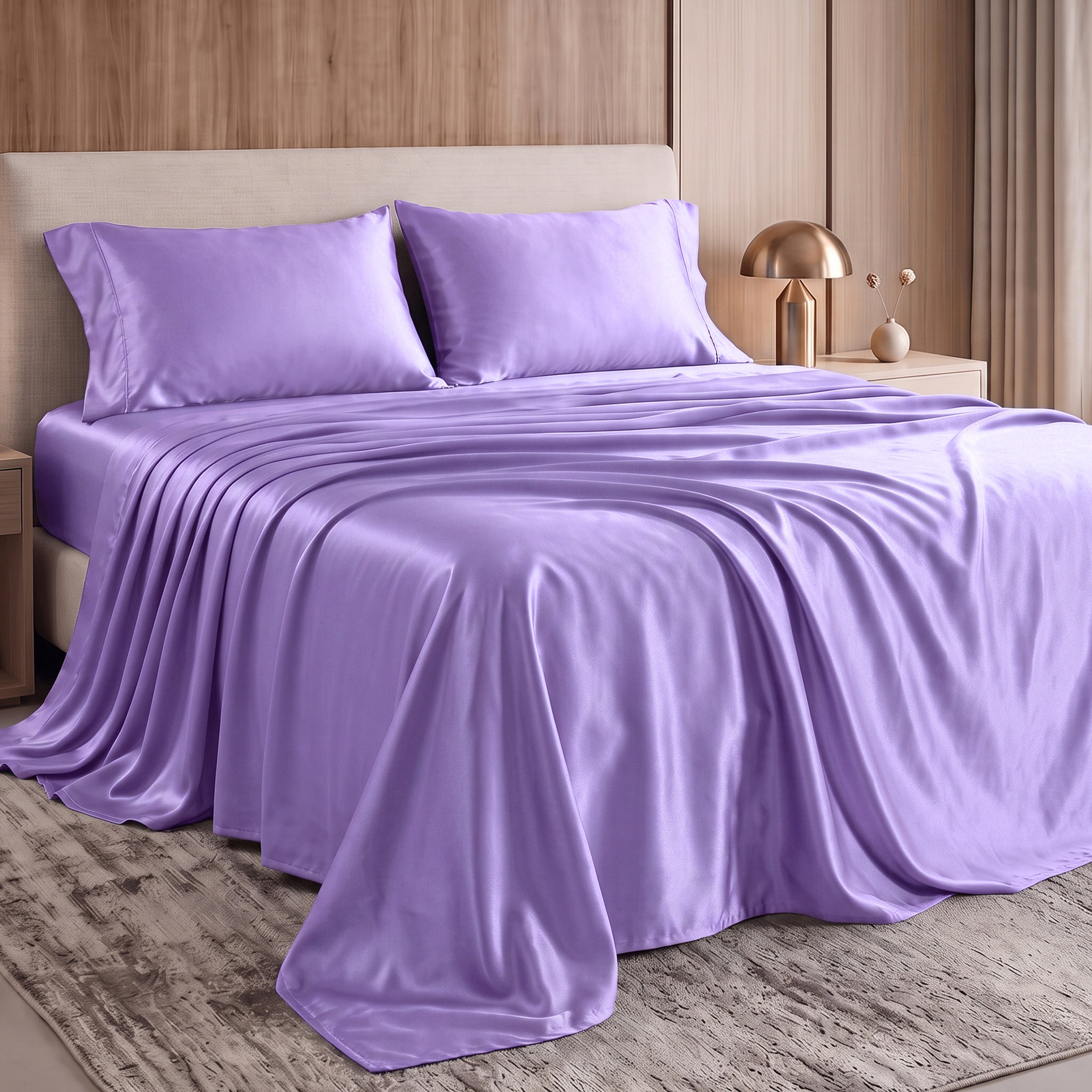 Fine 4-Piece Silky Satin Sheet Set, Bright Shades