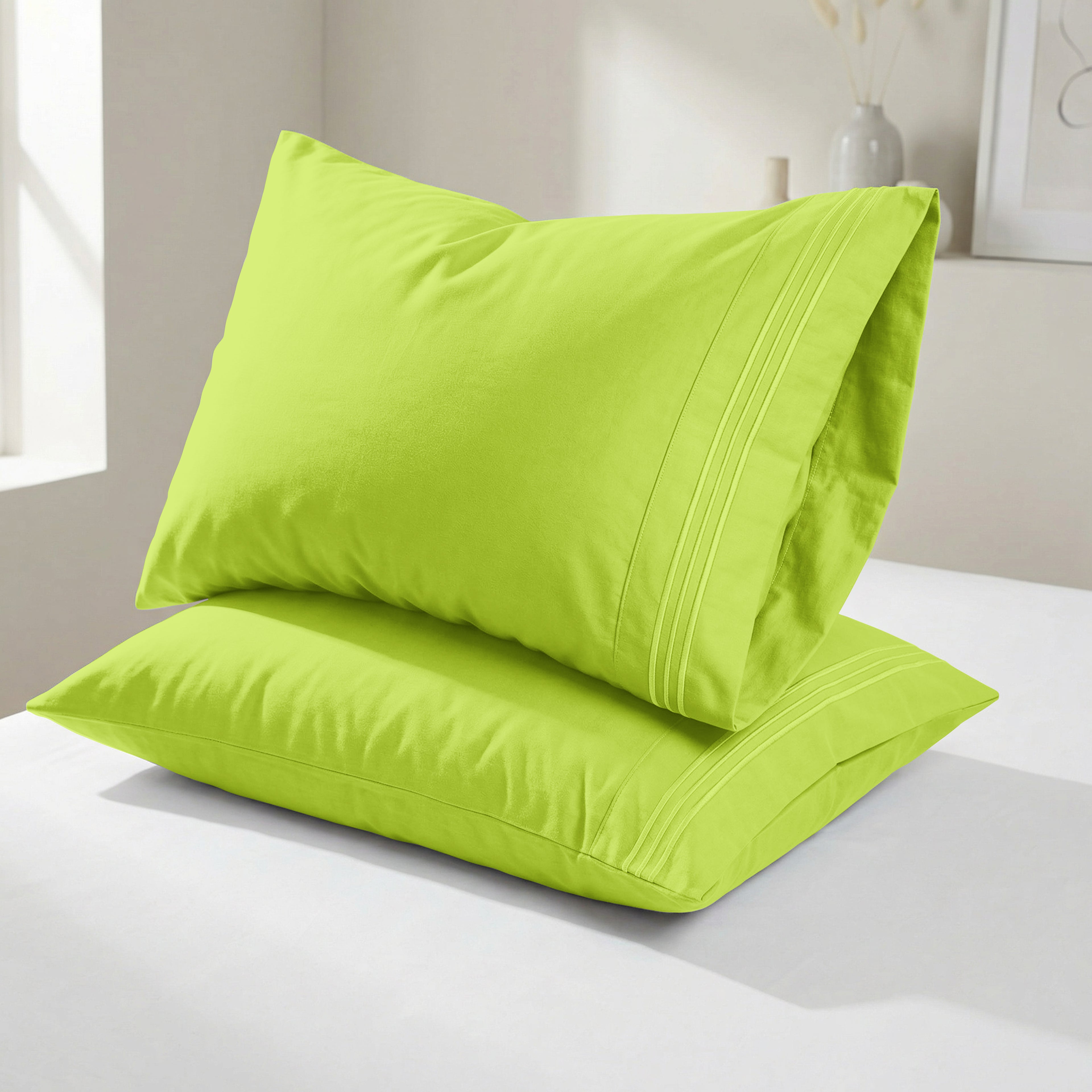 Set of 2 Pillowcases- 3 Line Embroidery