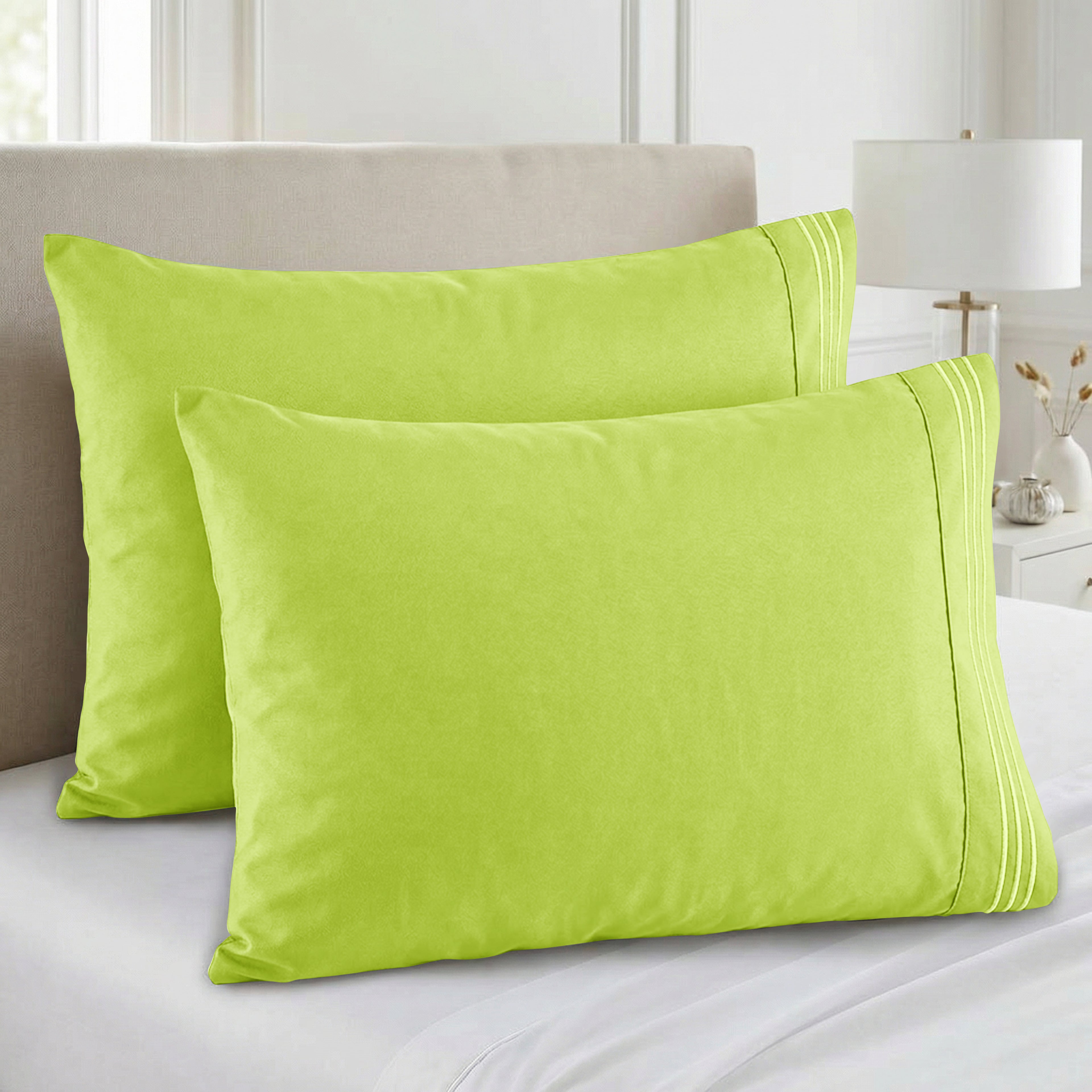 Set of 2 Pillowcases- 3 Line Embroidery