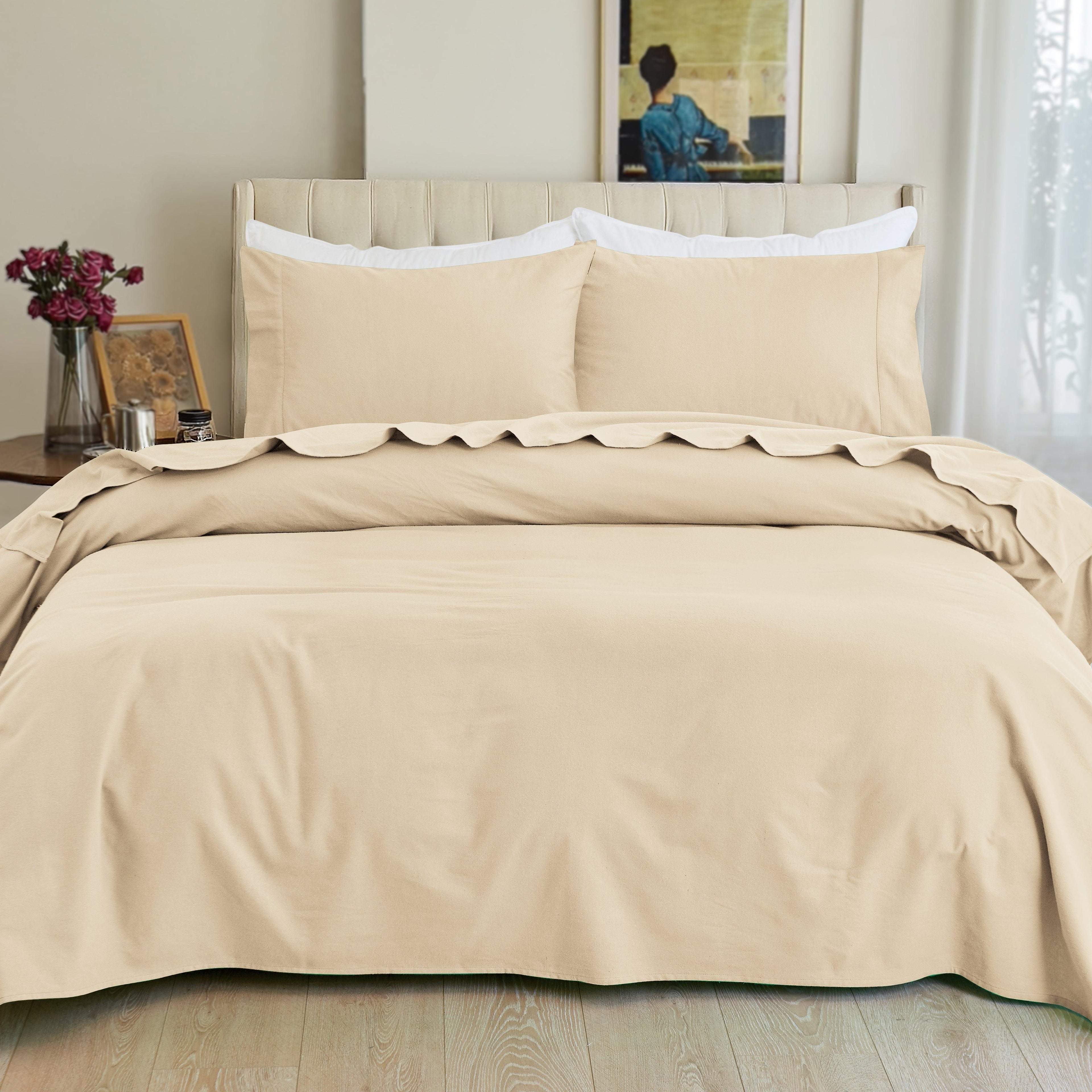 4-Piece Cotton Flannel Sheet Set - 100% Turkish Cotton