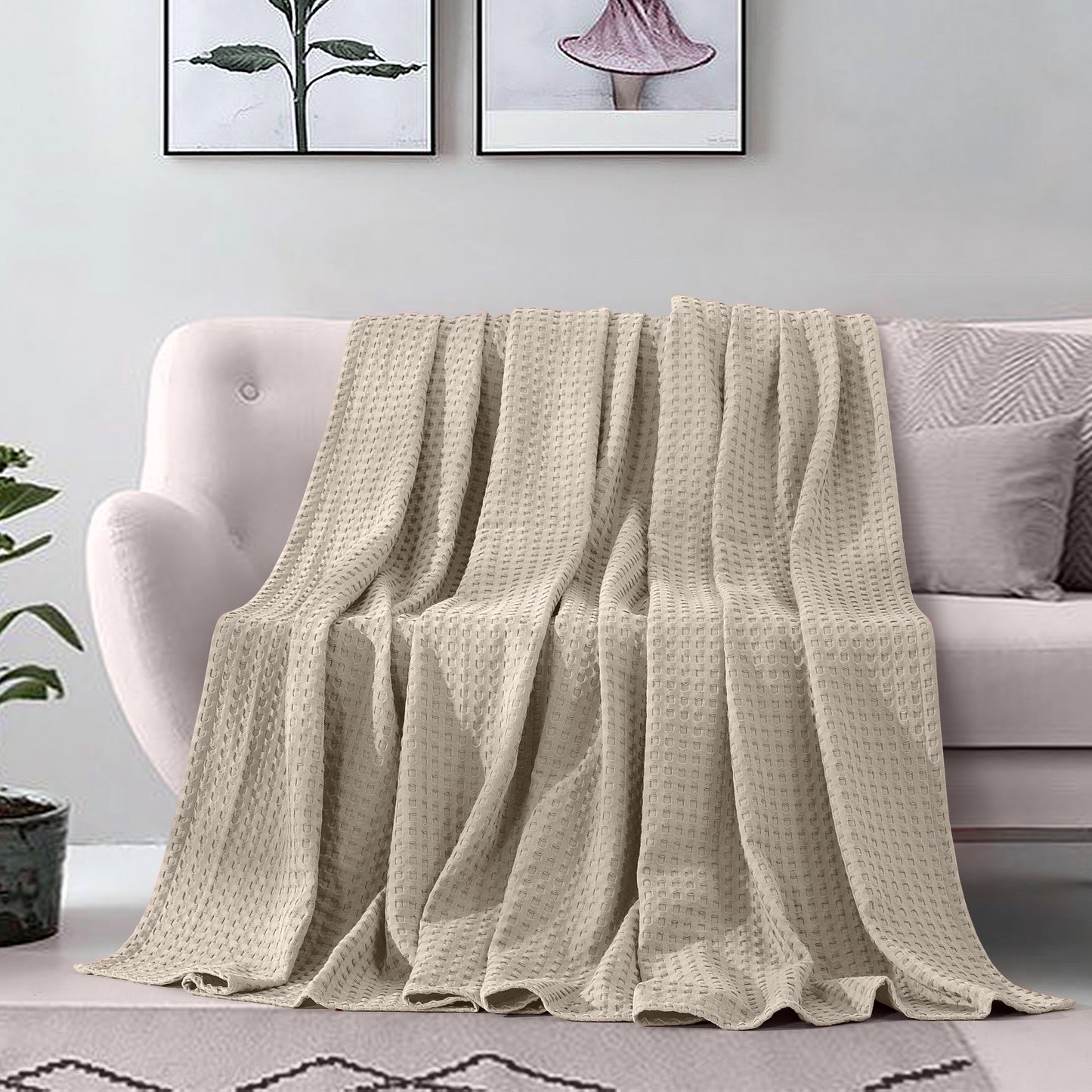 Elegant Comfort Cotton Waffle Blanket