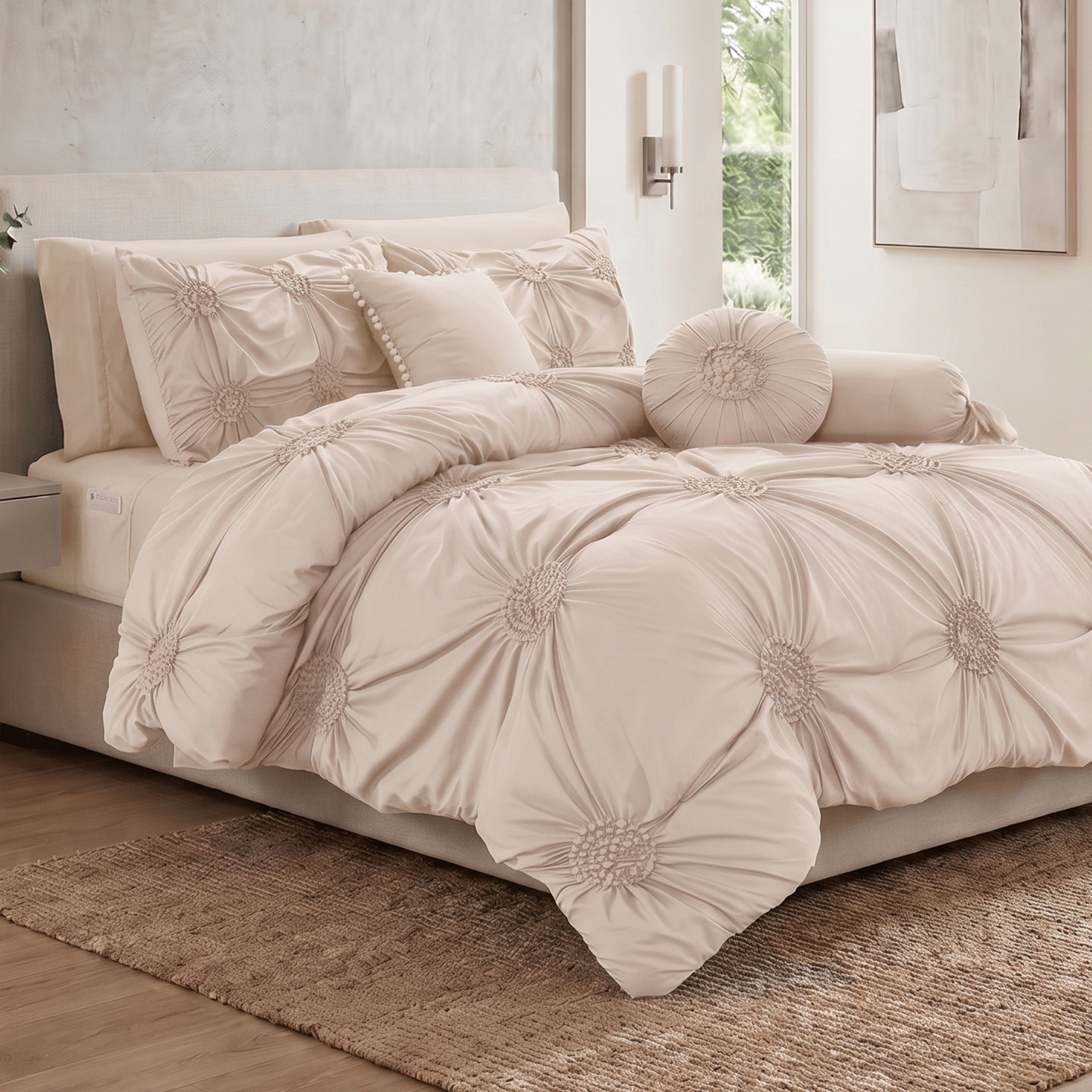 10-Piece Sunflower Comforter Set - Includes 4-Piece Sheet Set with Double Sided Storage Pockets