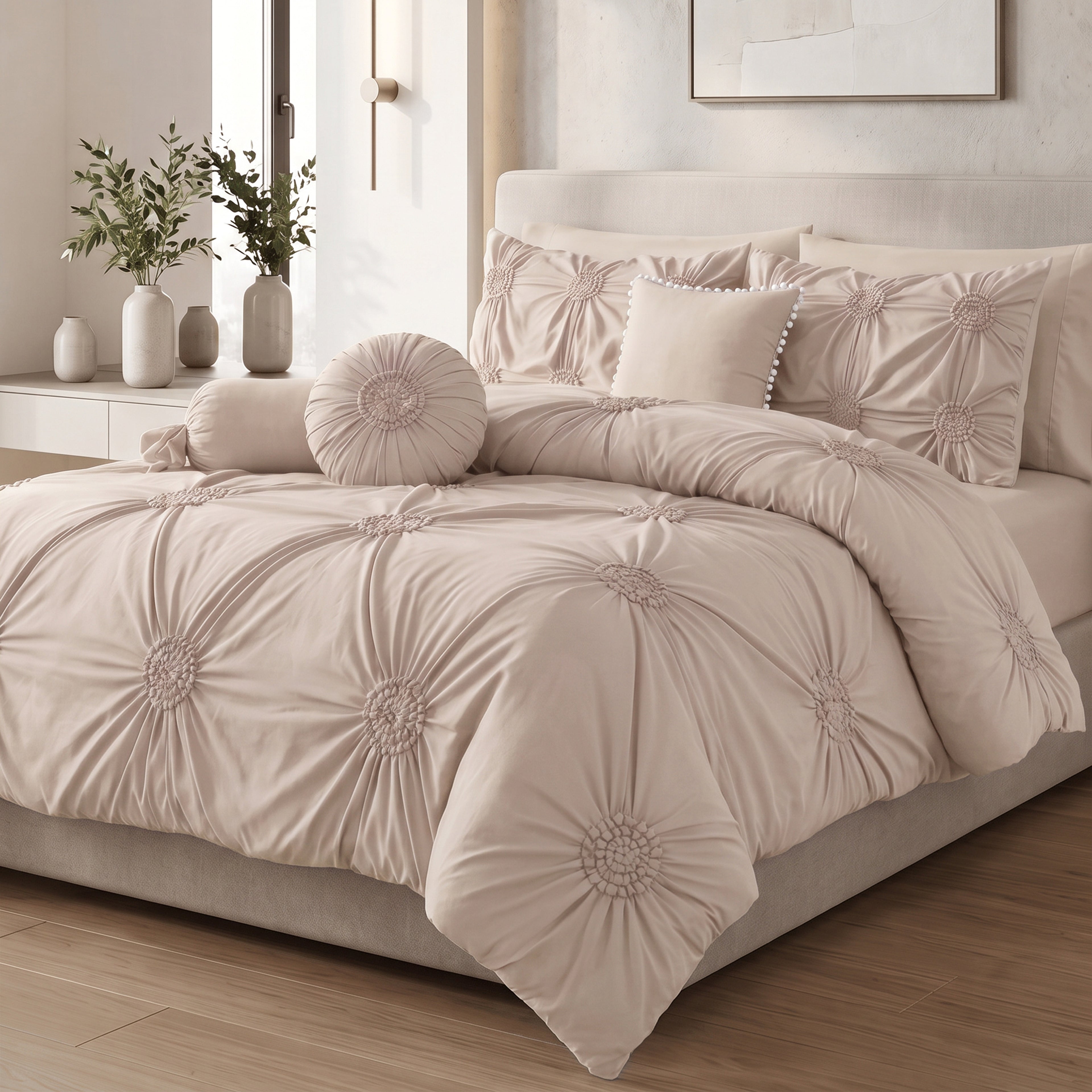 10-Piece Sunflower Comforter Set - Includes 4-Piece Sheet Set with Double Sided Storage Pockets