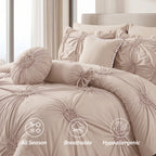10-Piece Sunflower Comforter Set - Includes 4-Piece Sheet Set with Double Sided Storage Pockets