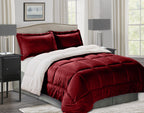 3-Piece Micro-Suede Reversible Sherpa - Solid Color Design Comforter Set