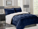 3-Piece Micro-Suede Reversible Sherpa - Solid Color Design Comforter Set