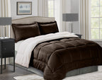 3-Piece Micro-Suede Reversible Sherpa - Solid Color Design Comforter Set