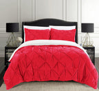 3-Piece Pinch Pleated Micro-Suede Reversible Sherpa - Comforter Set