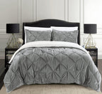 3-Piece Pinch Pleated Micro-Suede Reversible Sherpa - Comforter Set