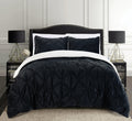 3-Piece Pinch Pleated Micro-Suede Reversible Sherpa - Comforter Set