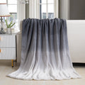 Ombre Printed - Sherpa Backed Plush Throw Blankets - 50 x 60 inches