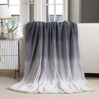 Ombre Printed - Sherpa Backed Plush Throw Blankets - 50 x 60 inches
