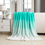 Ombre Printed - Sherpa Backed Plush Throw Blankets - 50 x 60 inches