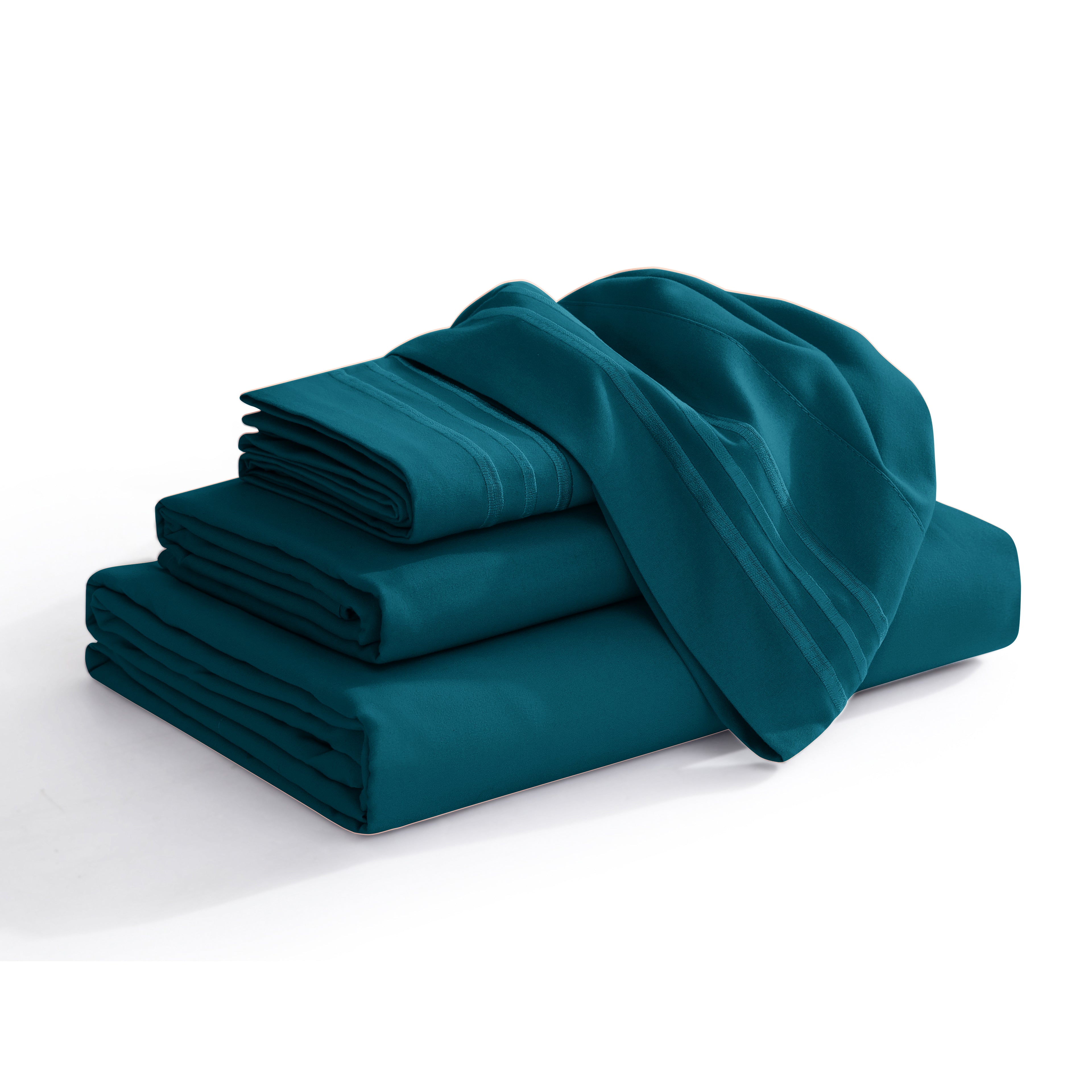 Extra deep 18-24 Inch Pocket 3 Line Embroidery, 4-Piece Sheet Set, Moody Shades