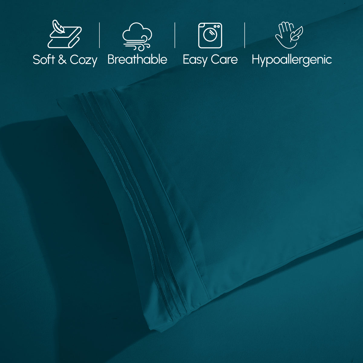 Essential 6-Piece 3-Line Embroidery Sheet Set, Soft as a Hotel Premium Quality,  Moody Shades