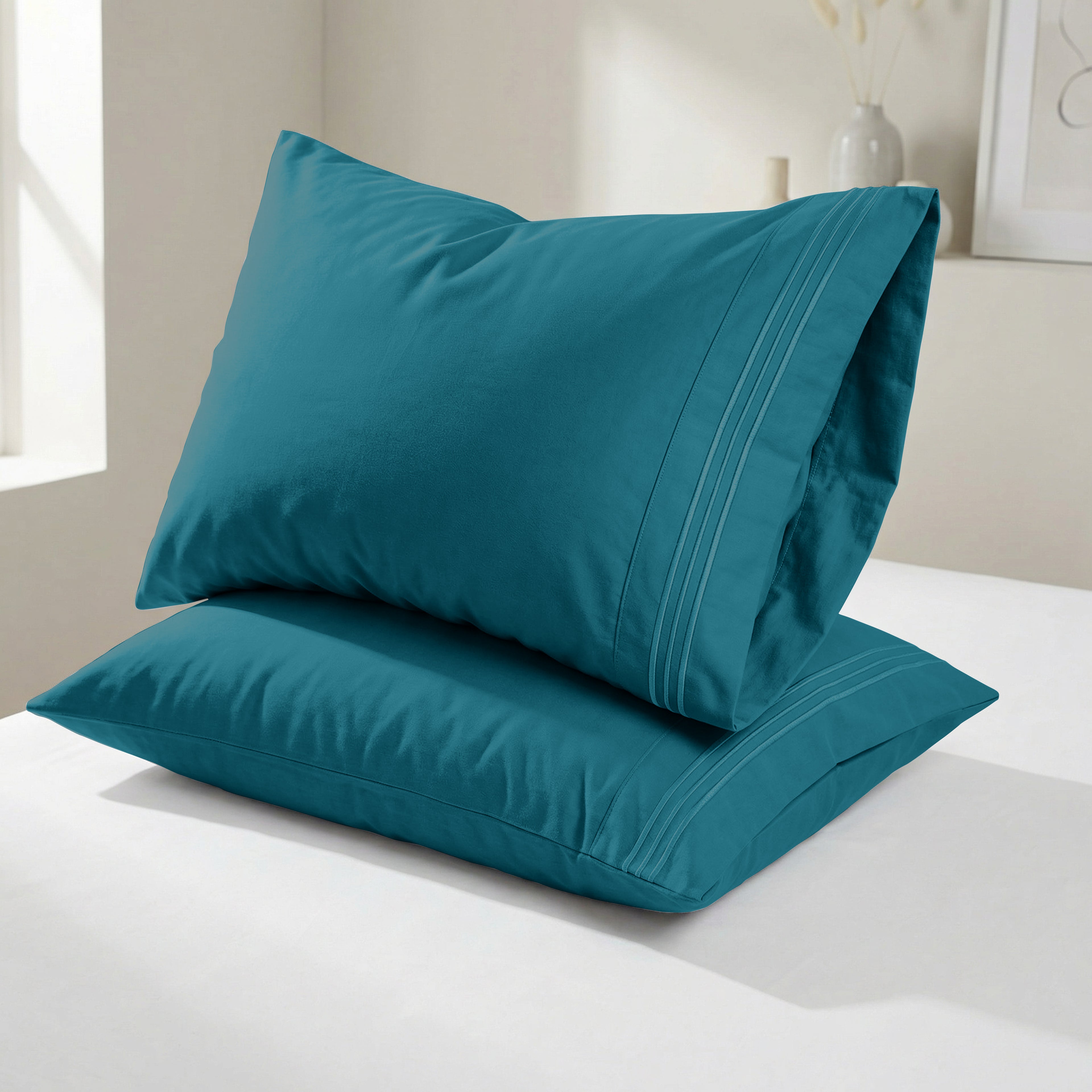 Set of 2 Pillowcases- 3 Line Embroidery
