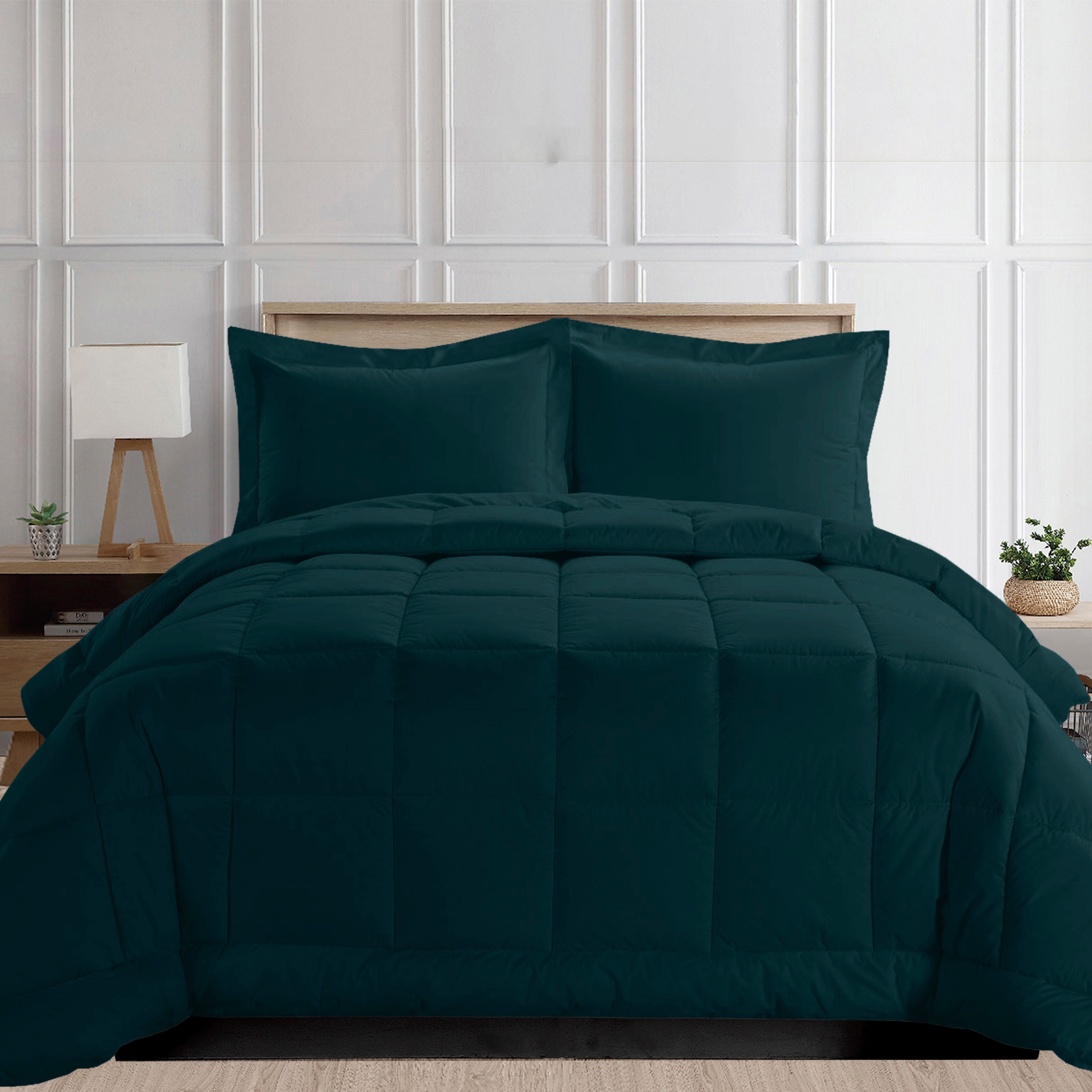 3-Piece Box Stitched Comforter & Shams - Duvet Insert with 4 Corner Tabs