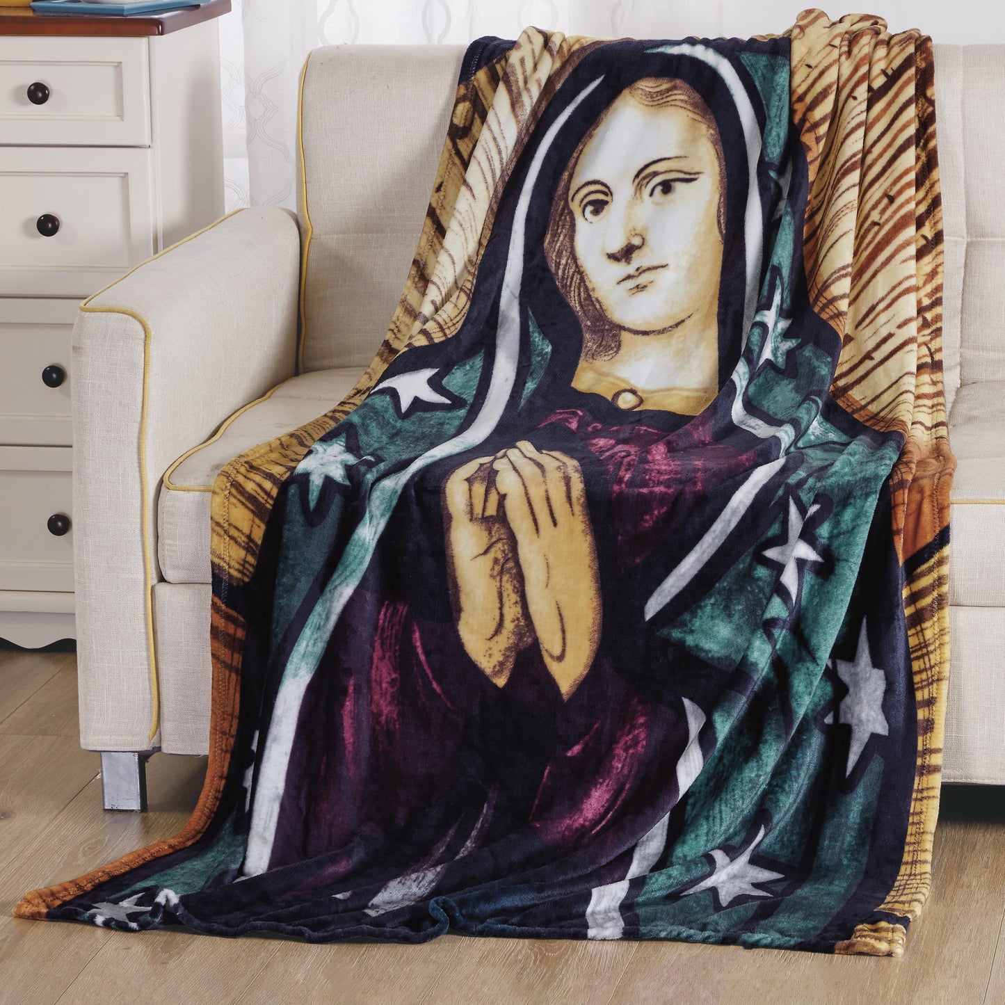 Elegant Comfort Religious Flannel Fleece Throw Blanket - Velvet Feel, 50 x 70 inches