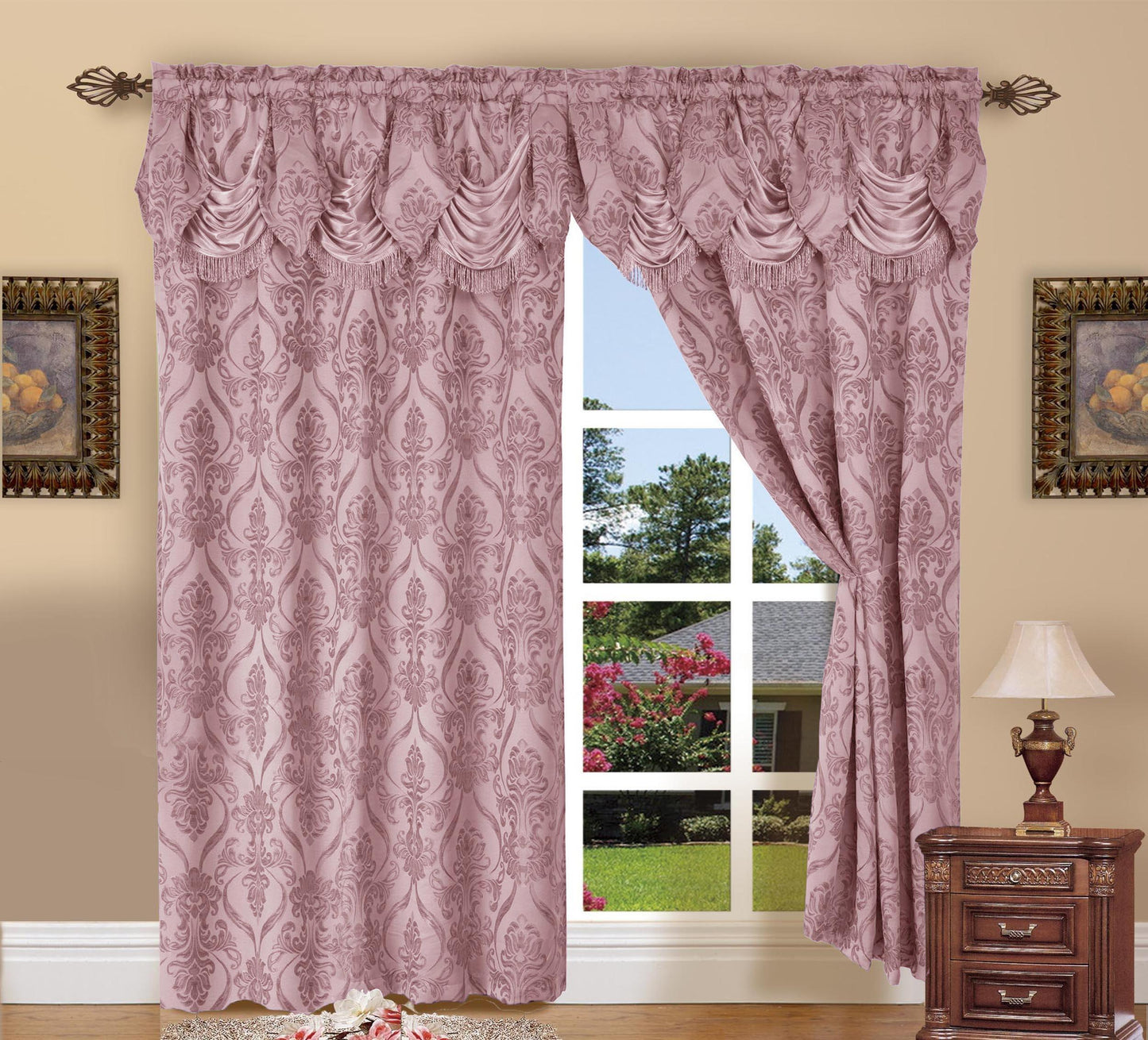 Elegant Comfort Set of 2 Penelope Jacquard Look Curtain Panels - 54" W x 84" L