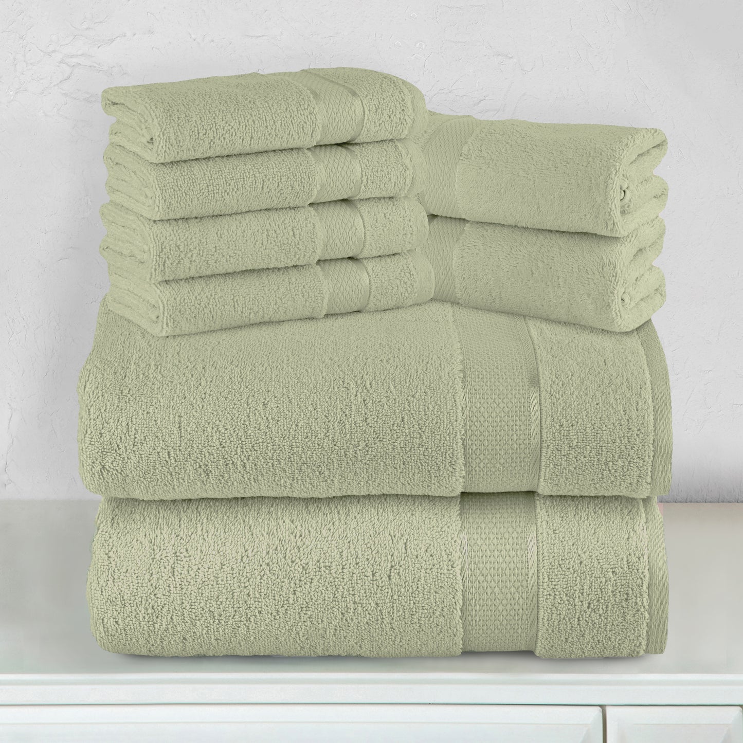 Elegant Comfort 8-Piece Turkish Cotton Towel Set, 4 Washcloths, 2 Hand Towels and 2 Bath Towels