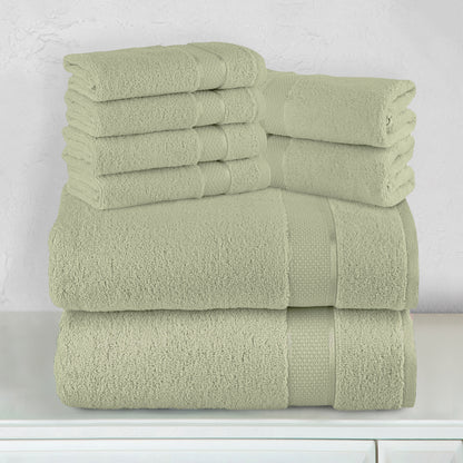 Elegant Comfort 8-Piece Turkish Cotton Towel Set, 4 Washcloths, 2 Hand Towels and 2 Bath Towels