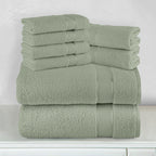 8-Piece Turkish Cotton Towel Set, 4 Washcloths, 2 Hand Towels and 2 Bath Towels