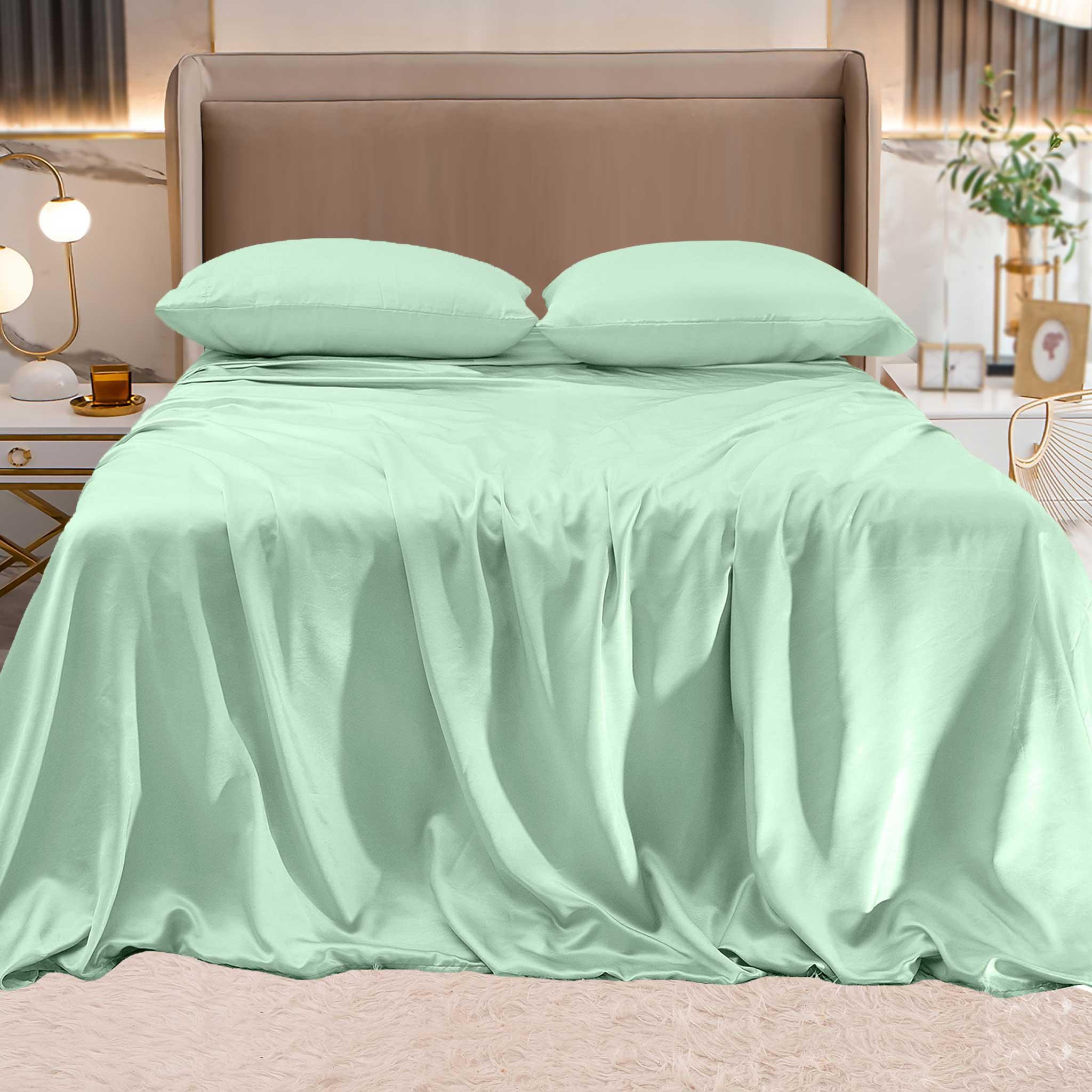 Fine 4-Piece Silky Satin Sheet Set, Bright Shades